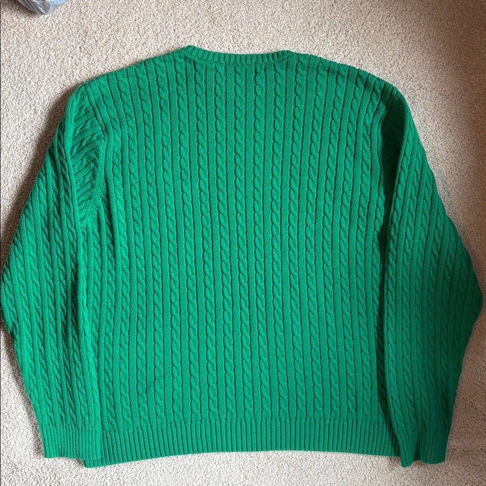 Chaps Kelly Green Cable Knit Cotton Men’s Sweater size XL - Picture 3 of 6